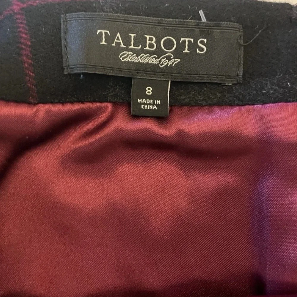 Talbots Wool Blend Plaid Print Mini Skirt Sz 8
